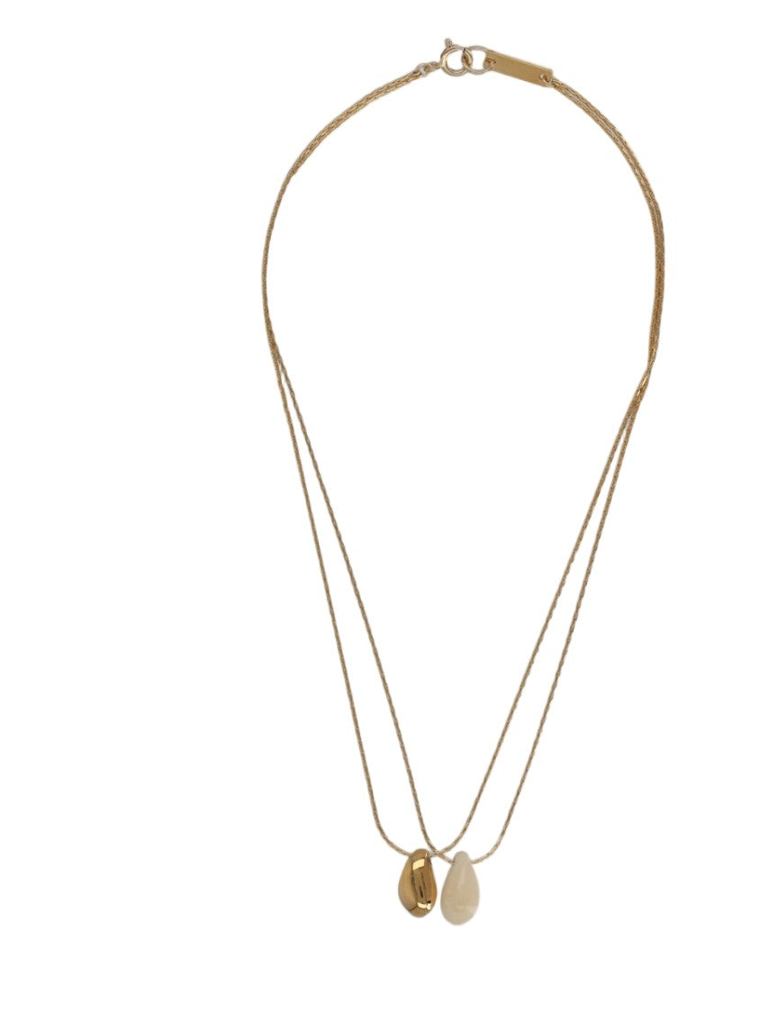 Isabel Marant Double Pendant Brass Necklace With Buffalo Bone Element