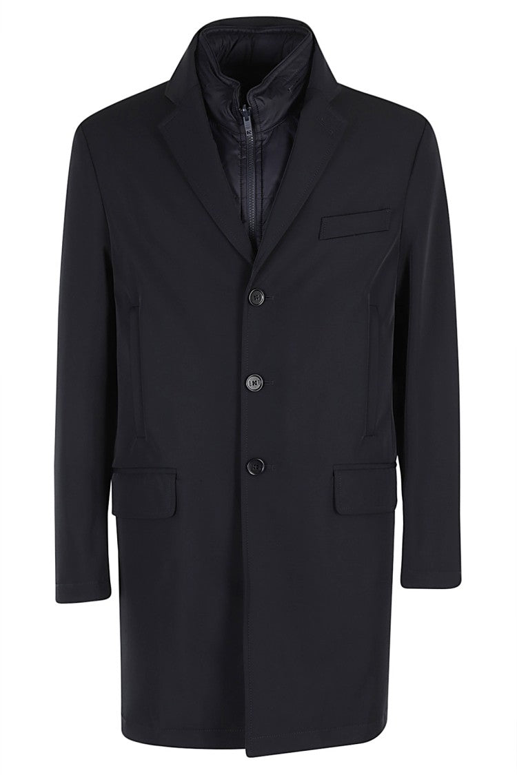 Fay Waterproof Technical Fabric Coat With Removable Quilted Vest