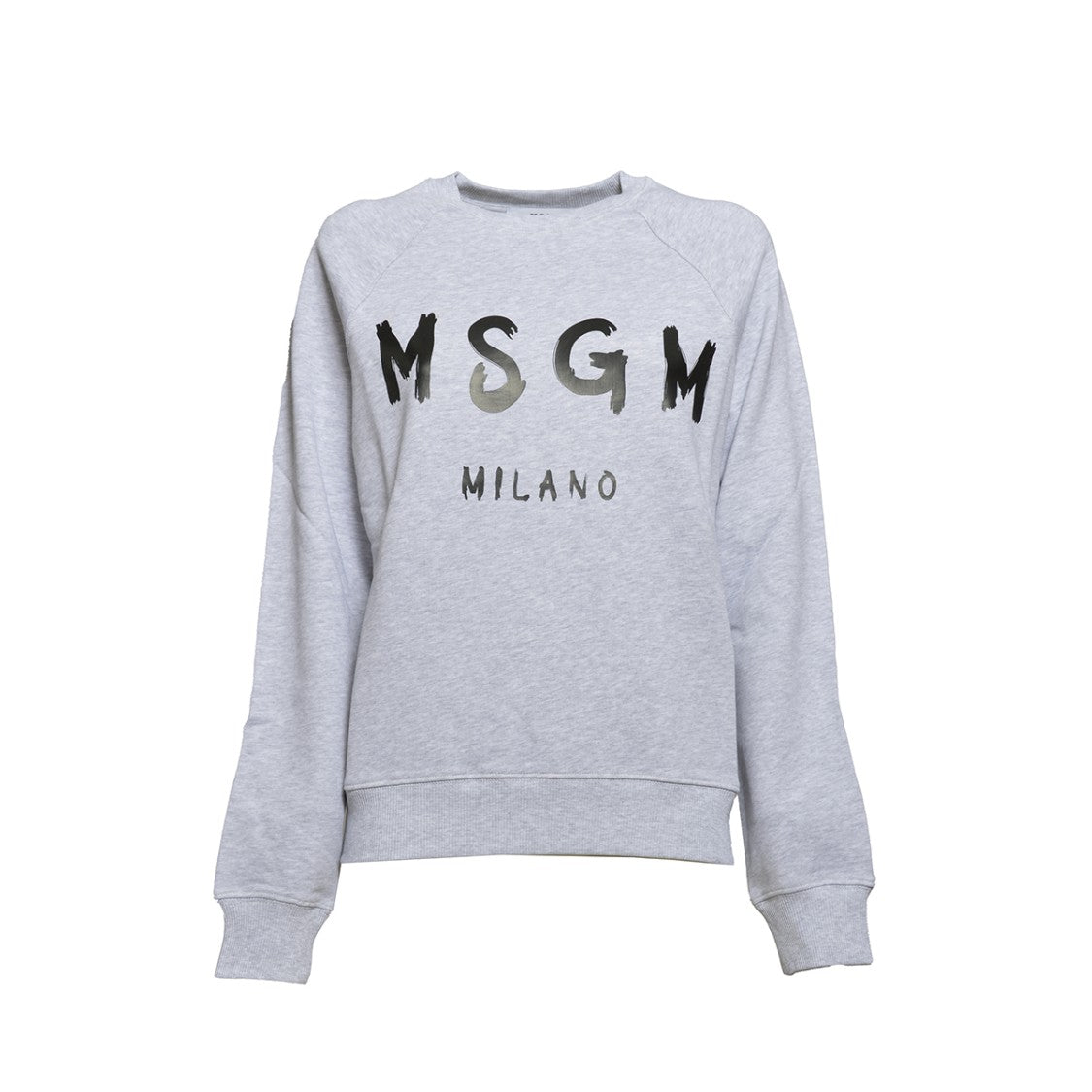 Msgm Crewneck Cotton Sweatshirt - Grey Melange