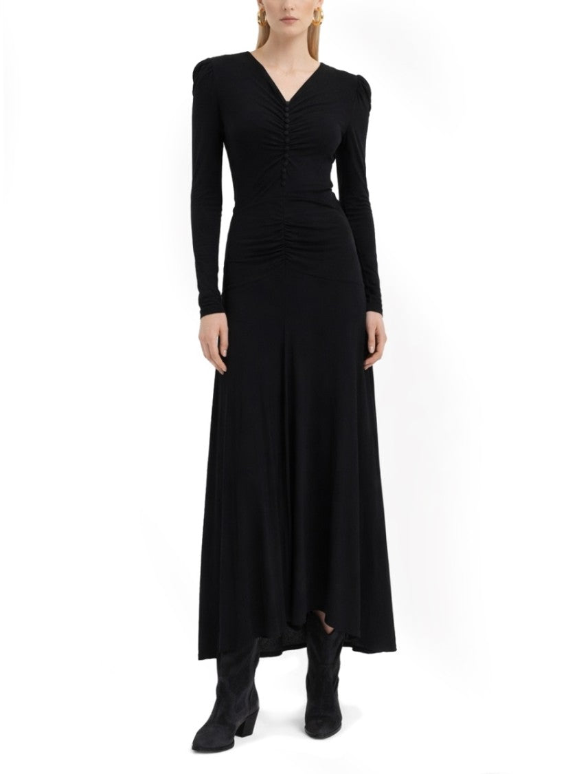 Isabel Marant Neutrals Nejima Ruched V-Neck Viscose Maxi Dress