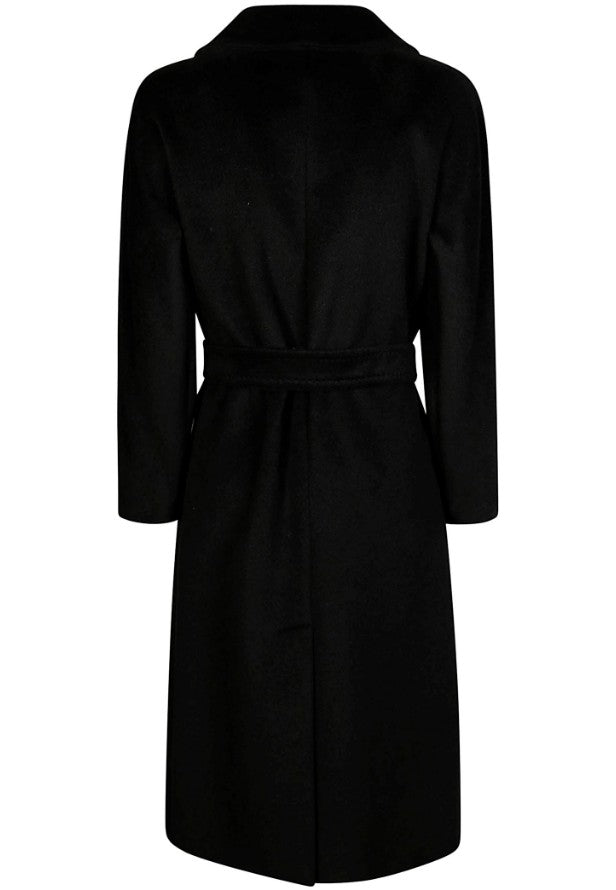 Max Mara Belted Black Wool-Blend Long Coat