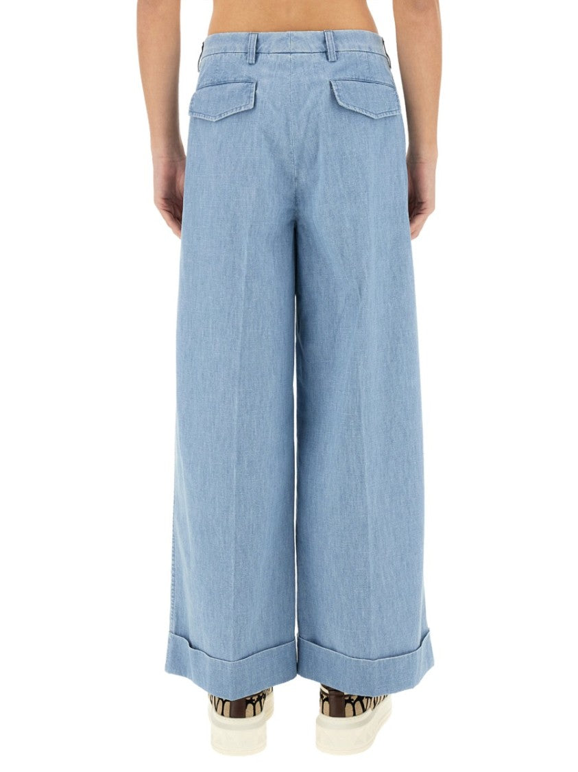 Valentino Denim Pants With Distinctive Lapels
