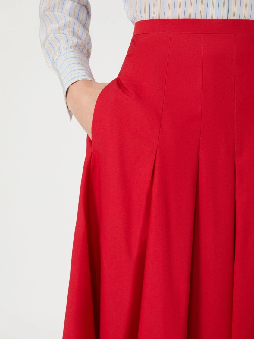 Max Mara Red Midi Skirt With Structured Pleats