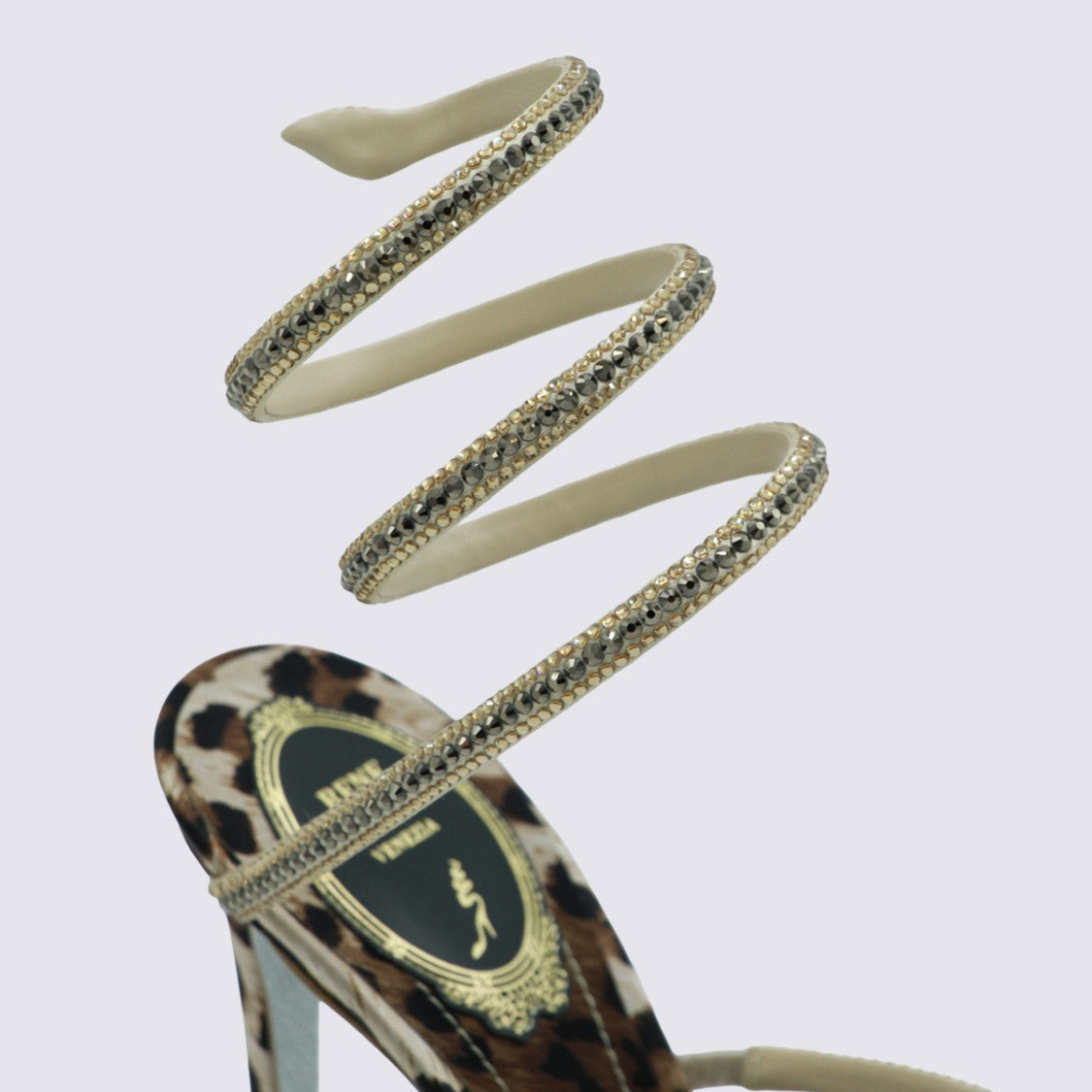 René Caovilla High-Heeled Sandals With Leopard Print Base