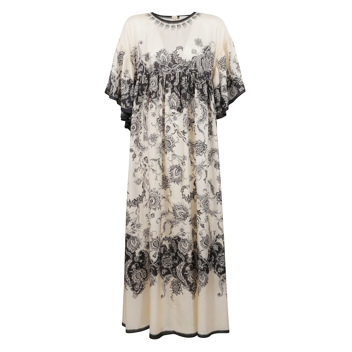 Zimmermann Long Silk Dress With Contrasting Floral Print And Ruching