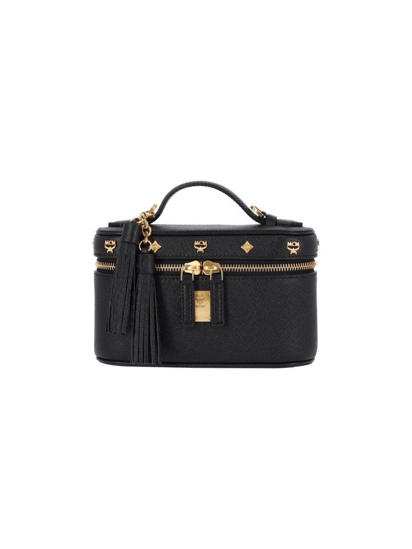 Mcm Black Pina Calfskin Cosmetic Case