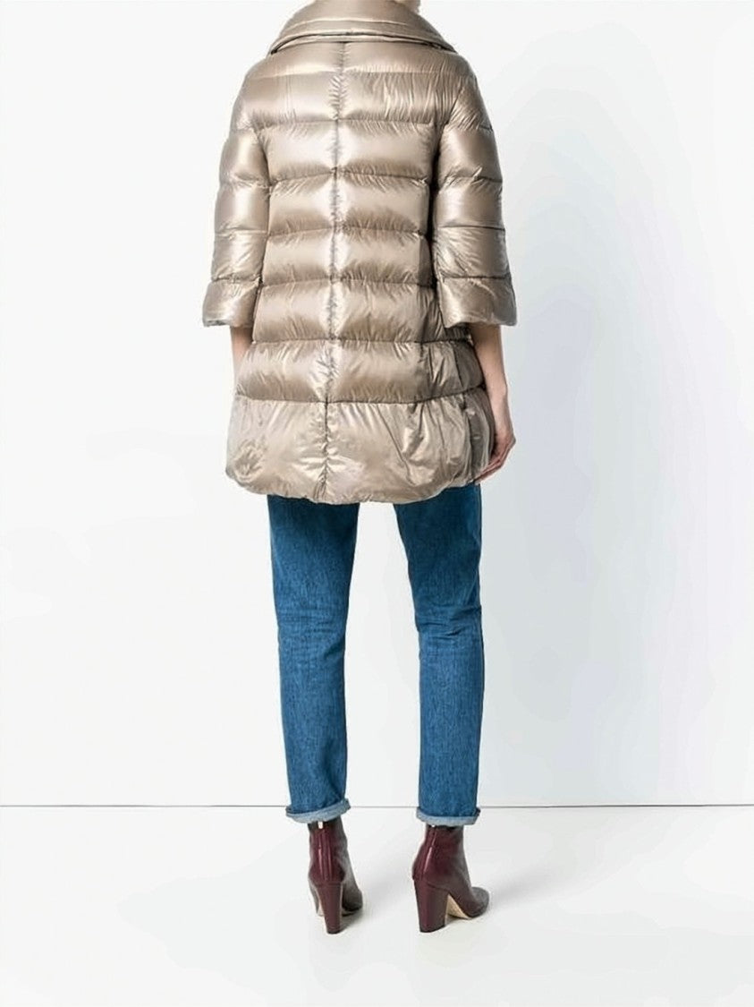 Herno Quilted Down Jacket With Glossy Finish And Flared Silhouette