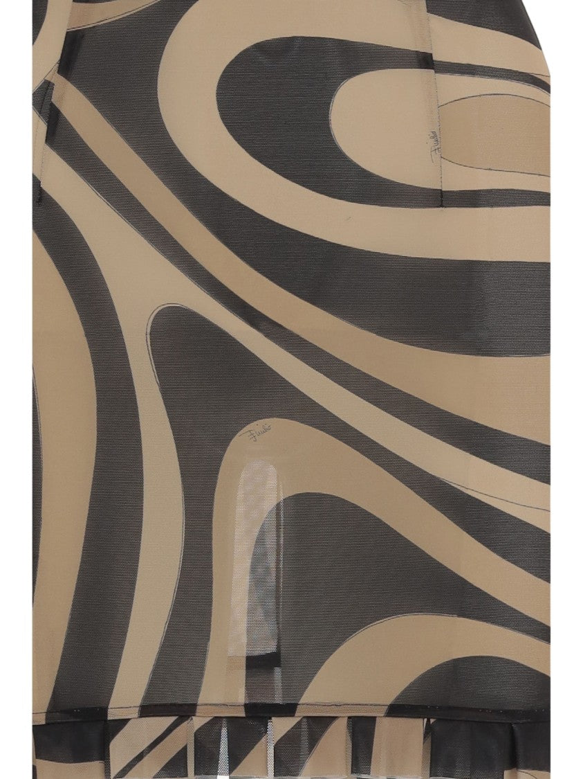 Emilio Pucci Marble-Print Dress With Ruffles