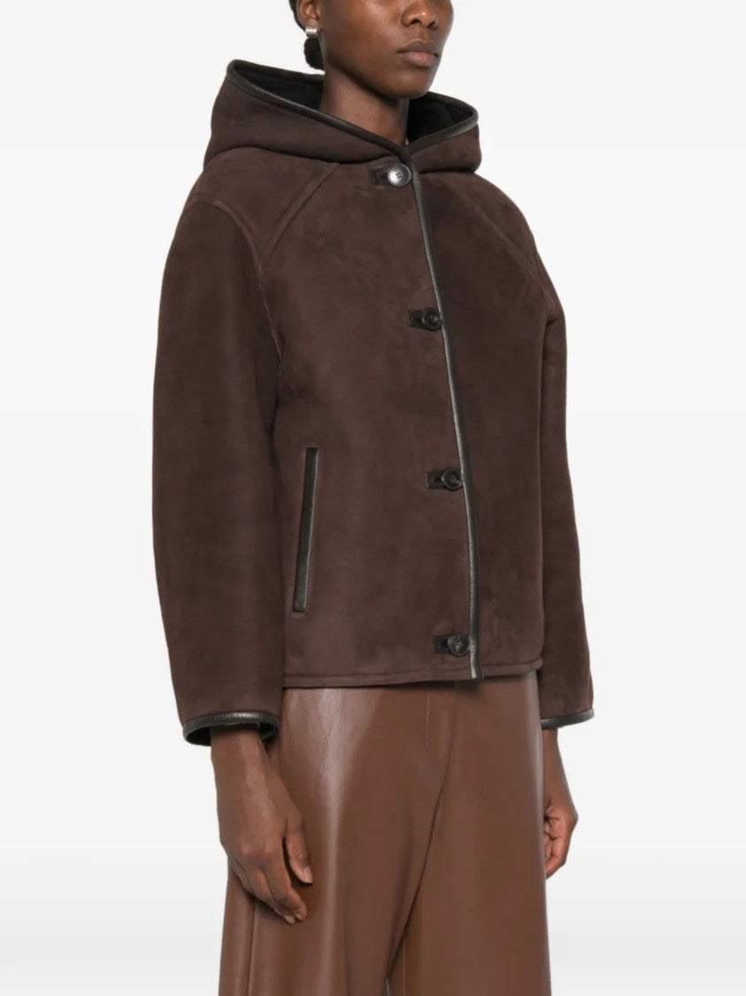 Yves Salomon Lambskin Suede Jacket With Shearling-Lined Hood