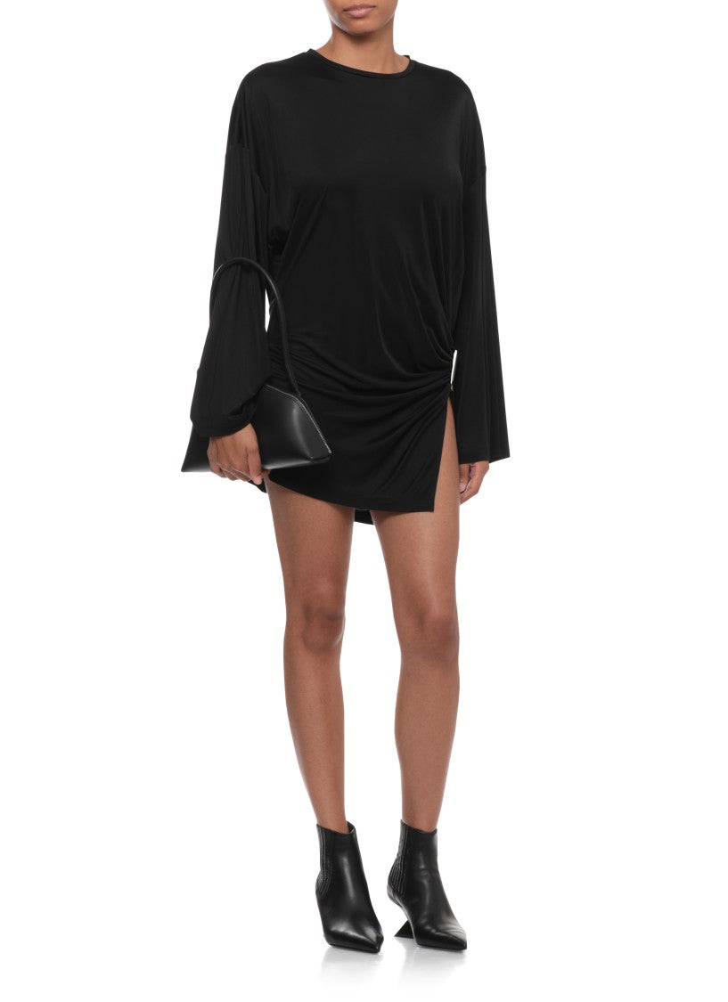 The Attico Mini Dress With Distinctive Curling Detail And Logo