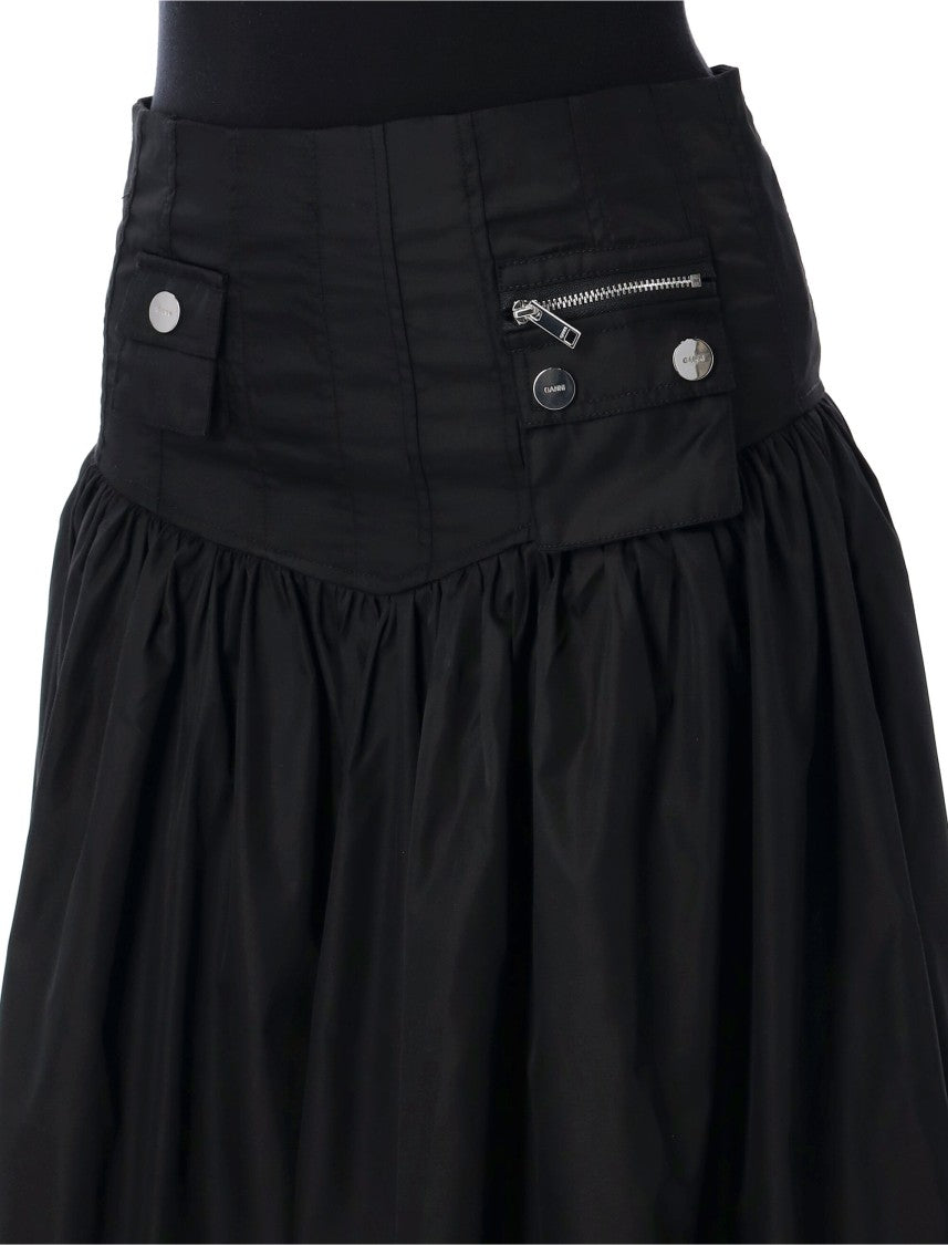 Ganni Duchesse Nylon Long Pocket Skirt