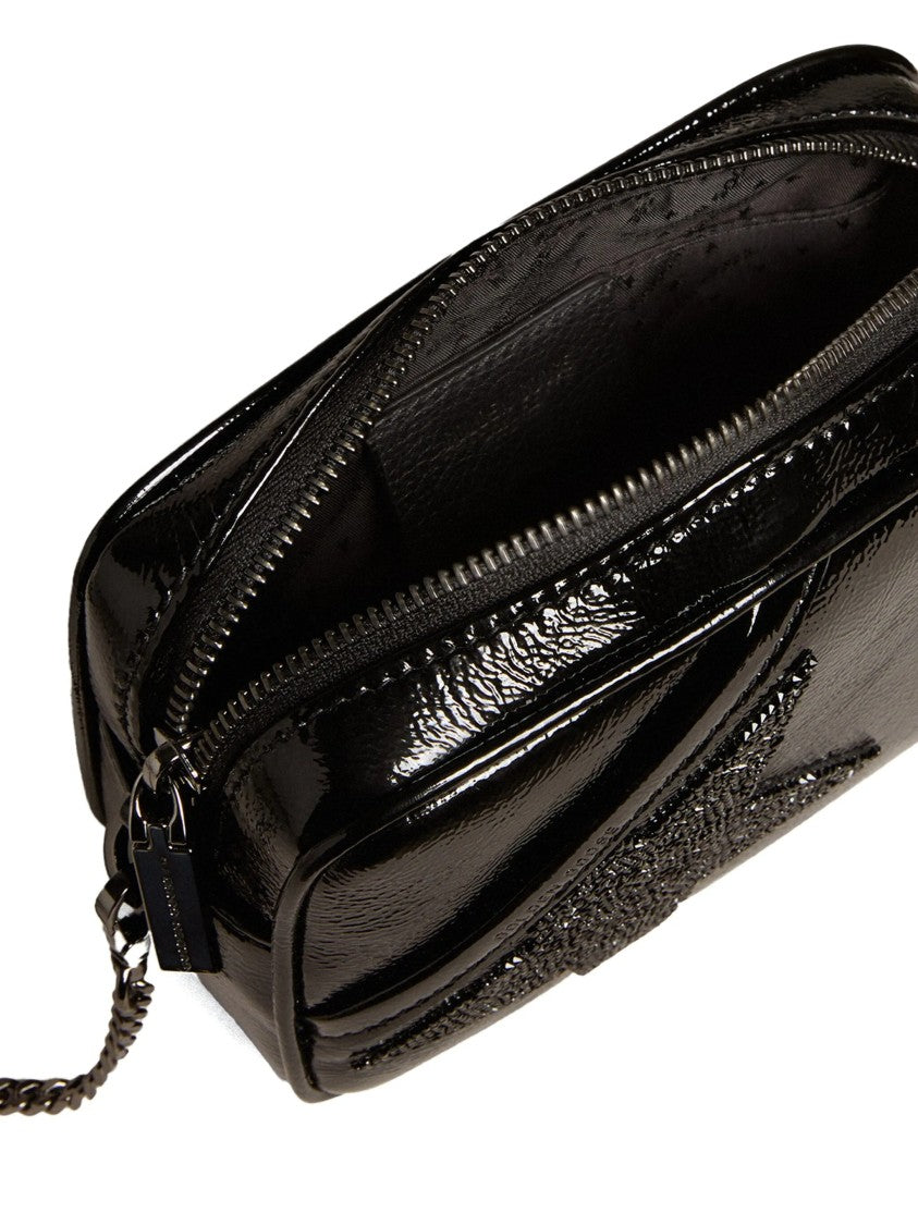 Golden Goose Compact Black Leather Bag With Embossed Star Design
