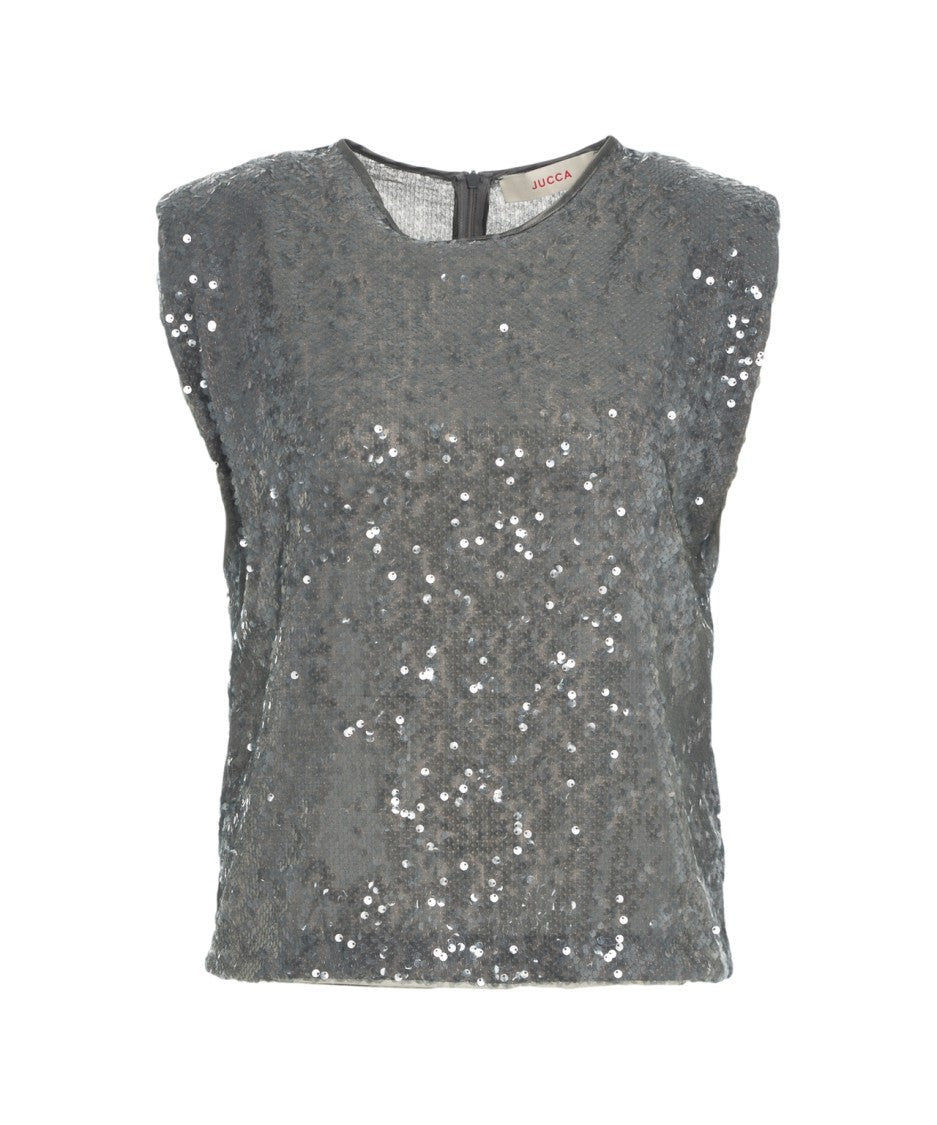 Jucca Sequined Sleeveless Top With Modern Fit