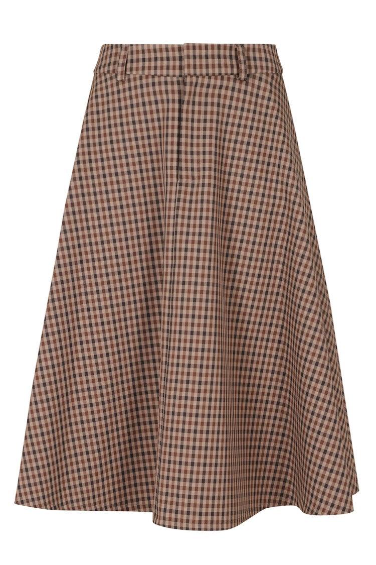 Dondup Brown Check Flared Flared Skirt