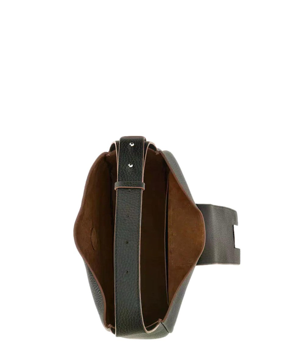Hogan Pebbled Metallic Accent Shoulder Bag