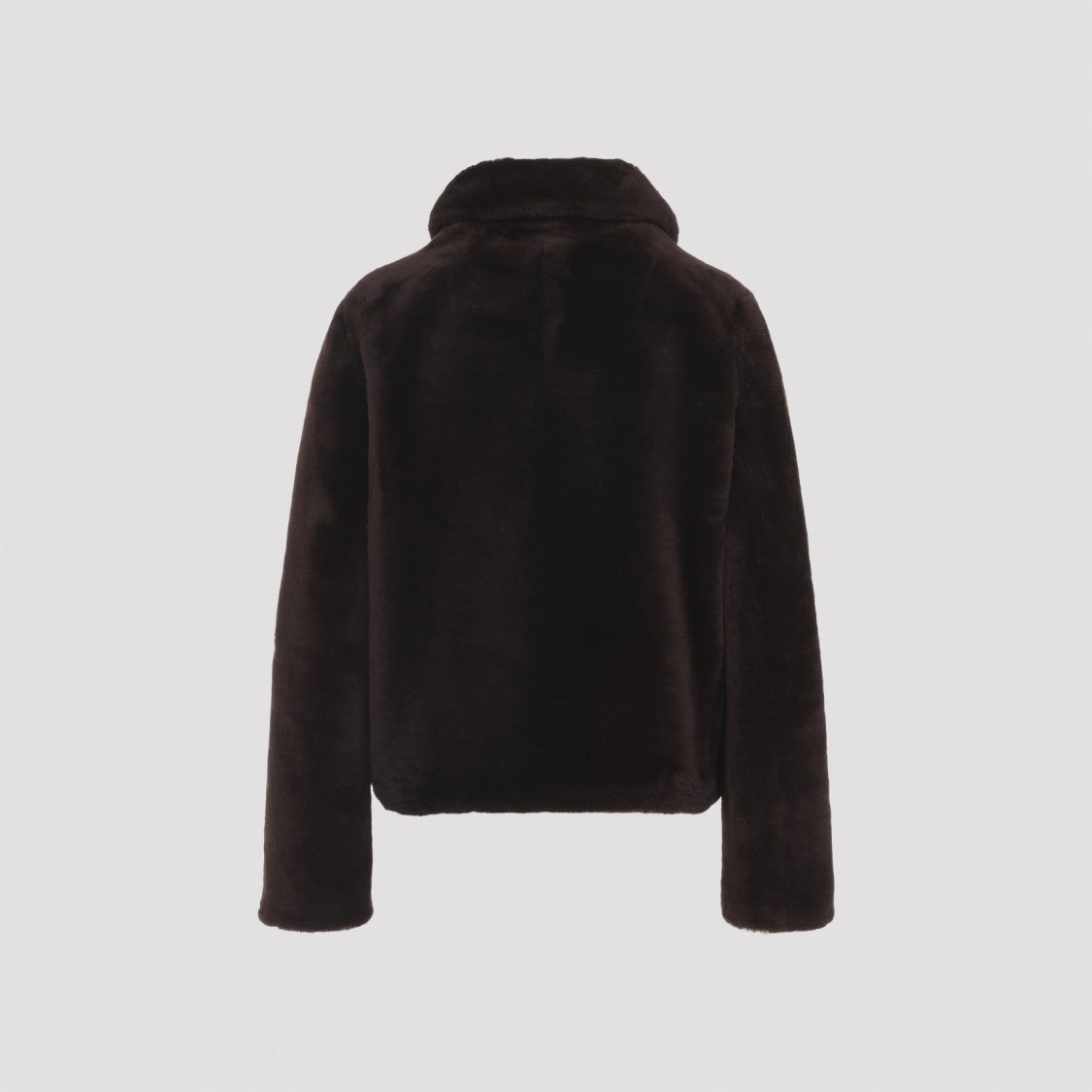 Yves Salomon Deep Grenat Lamb Shearling Jacket With Pointed Collar