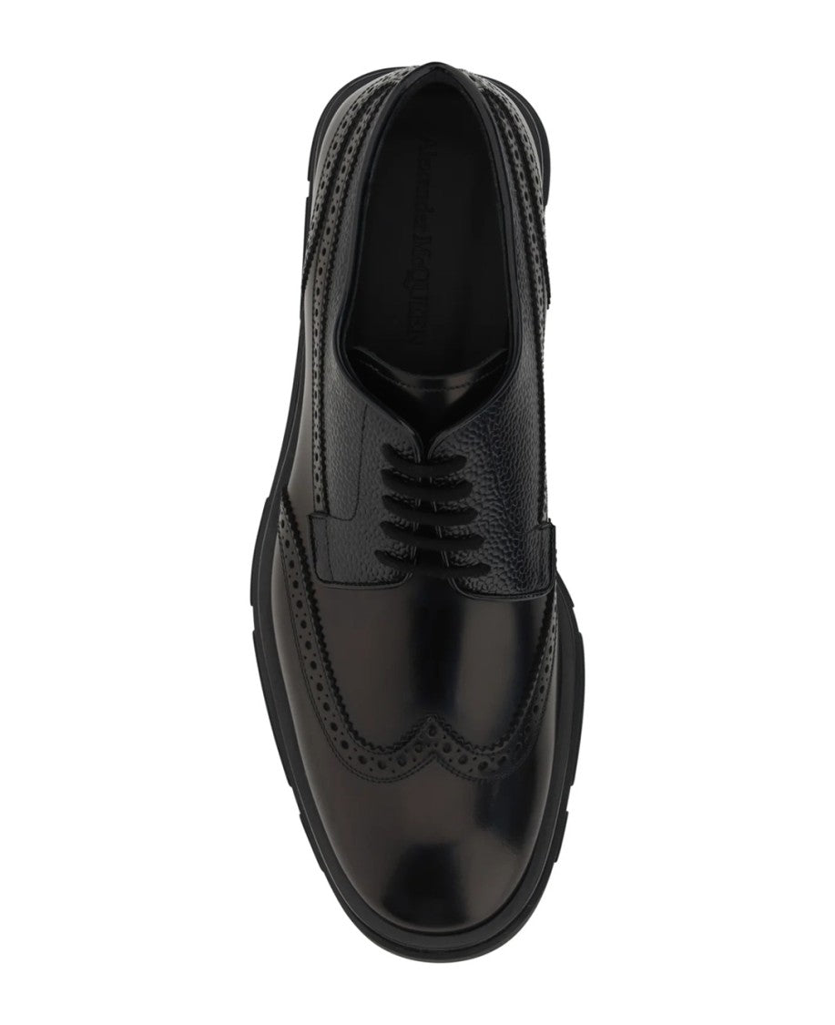 Alexander Mcqueen Black Leather Flat Shoes