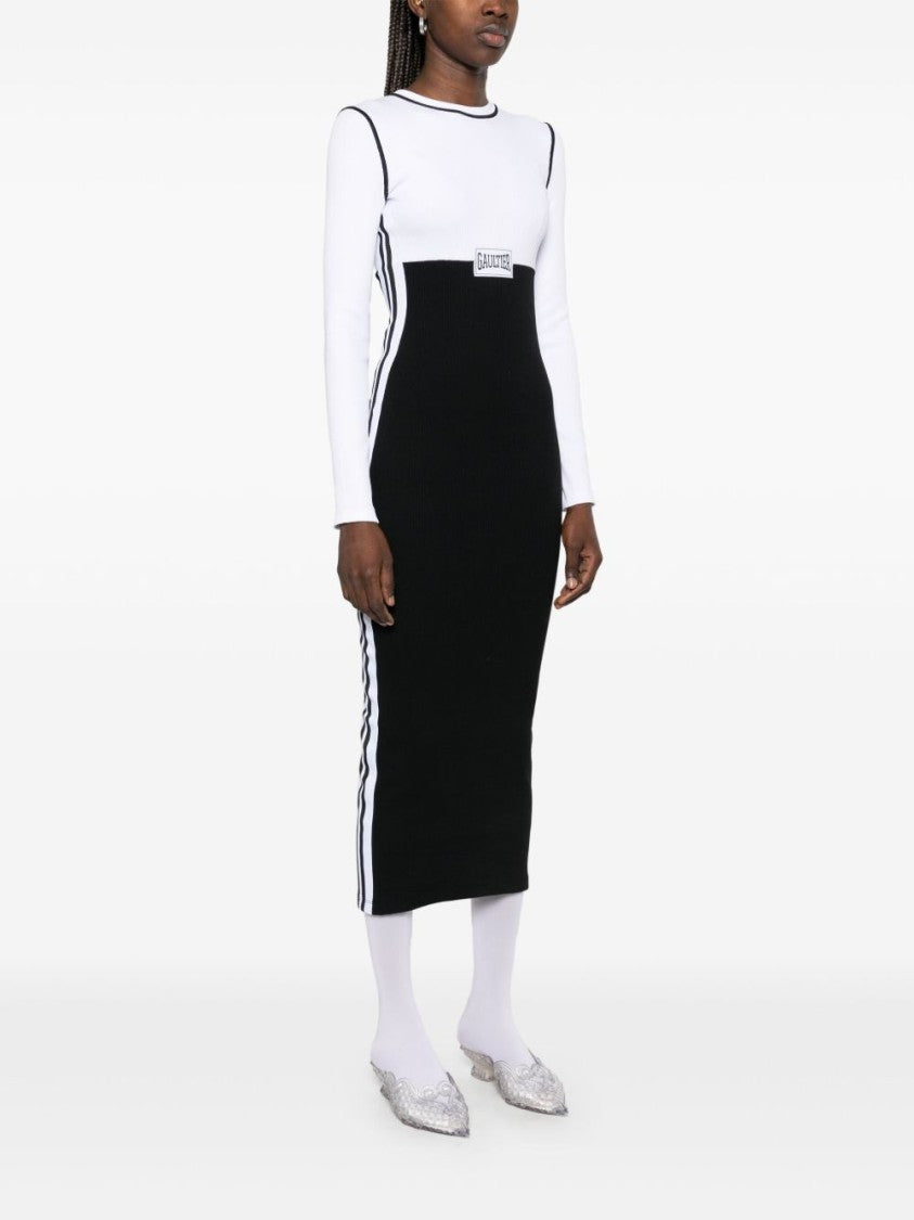 Jean Paul Gaultier Fitted Black/White Long Dress