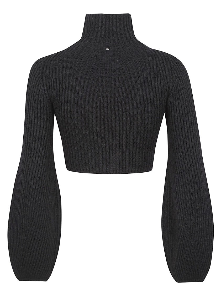 Max Mara Cropped Ribbed Sweater With Balloon Sleeves