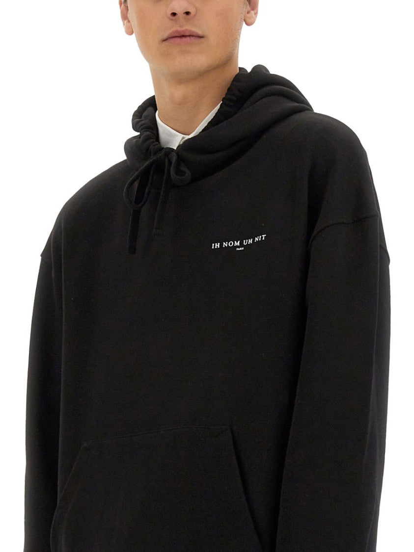 Ih Nom Uh Nit Relaxed Fit Black Hoodie With Graphic Design