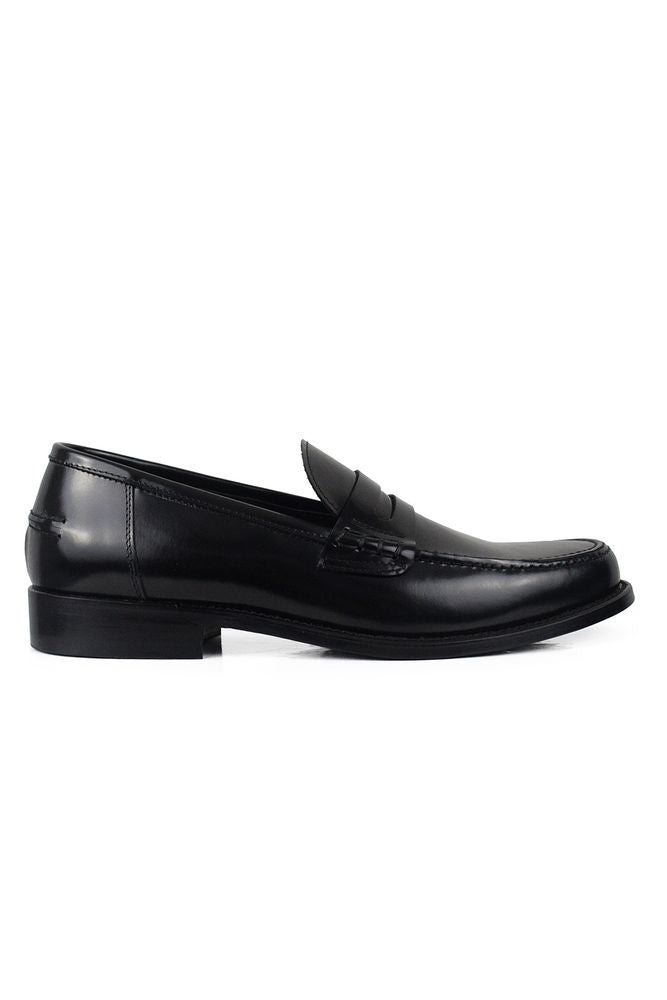Alberto Shiny Black Calfskin Leather Loafers