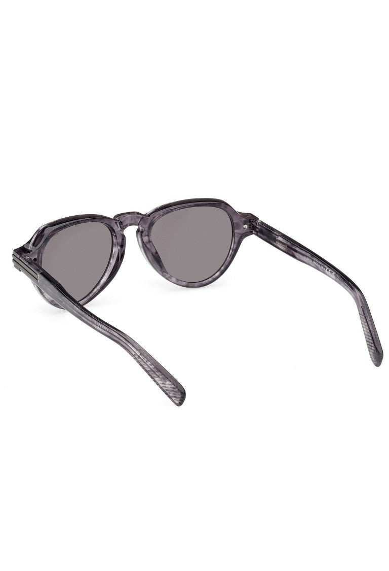 Zegna Dark Brown Acetate Sunglasses With Geometric Design