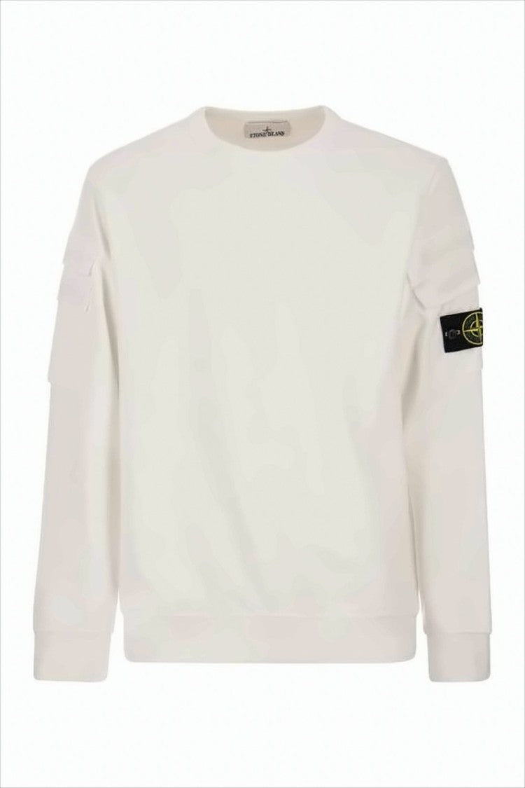 Stone Island Long-Sleeve Cotton T-Shirt With Shoulder Pocketspatch