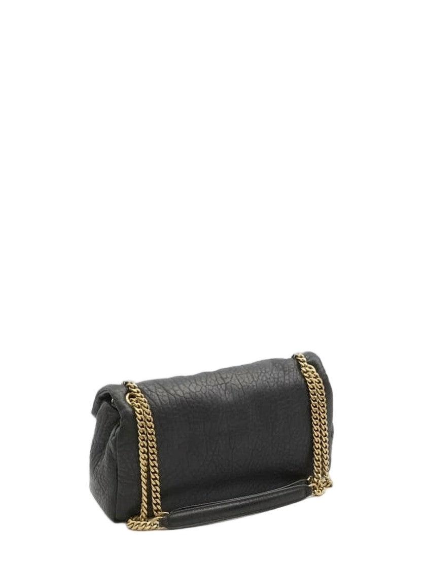 Saint Laurent Textured Lambskin Shoulder Bag With Flap Closure