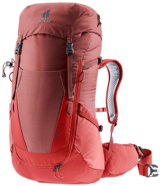 Deuter Streamlined Red Polyester Backpack With Adjustable Straps