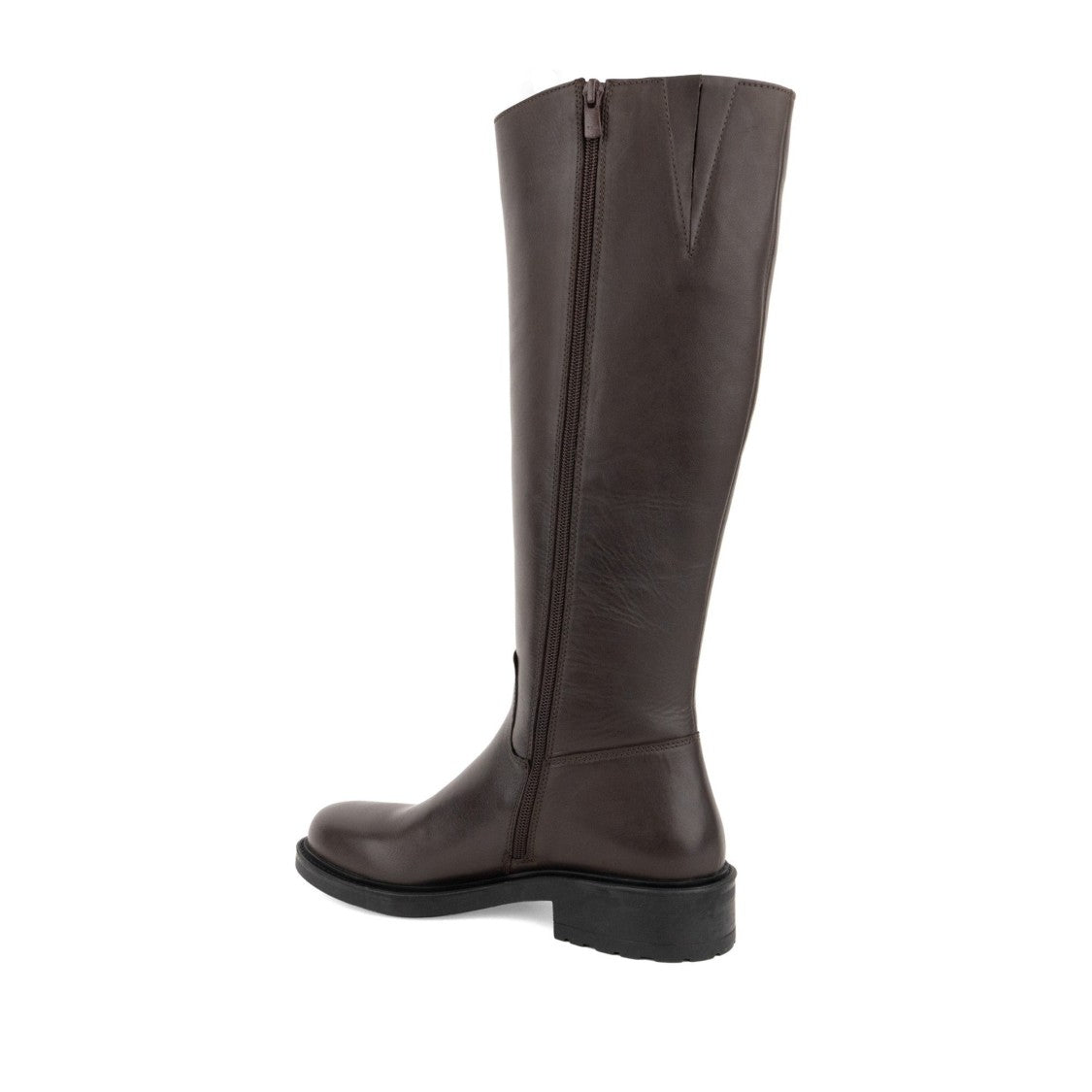 Sergio Moretti Black Minimalist Side Zipper Tall Leather Boots