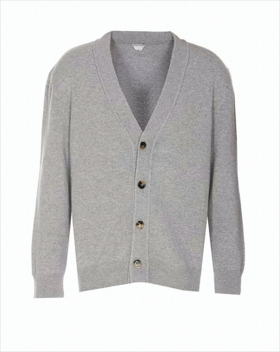 Bottega Veneta Cashmere Knit Cardigan With Leather Elbow Patches