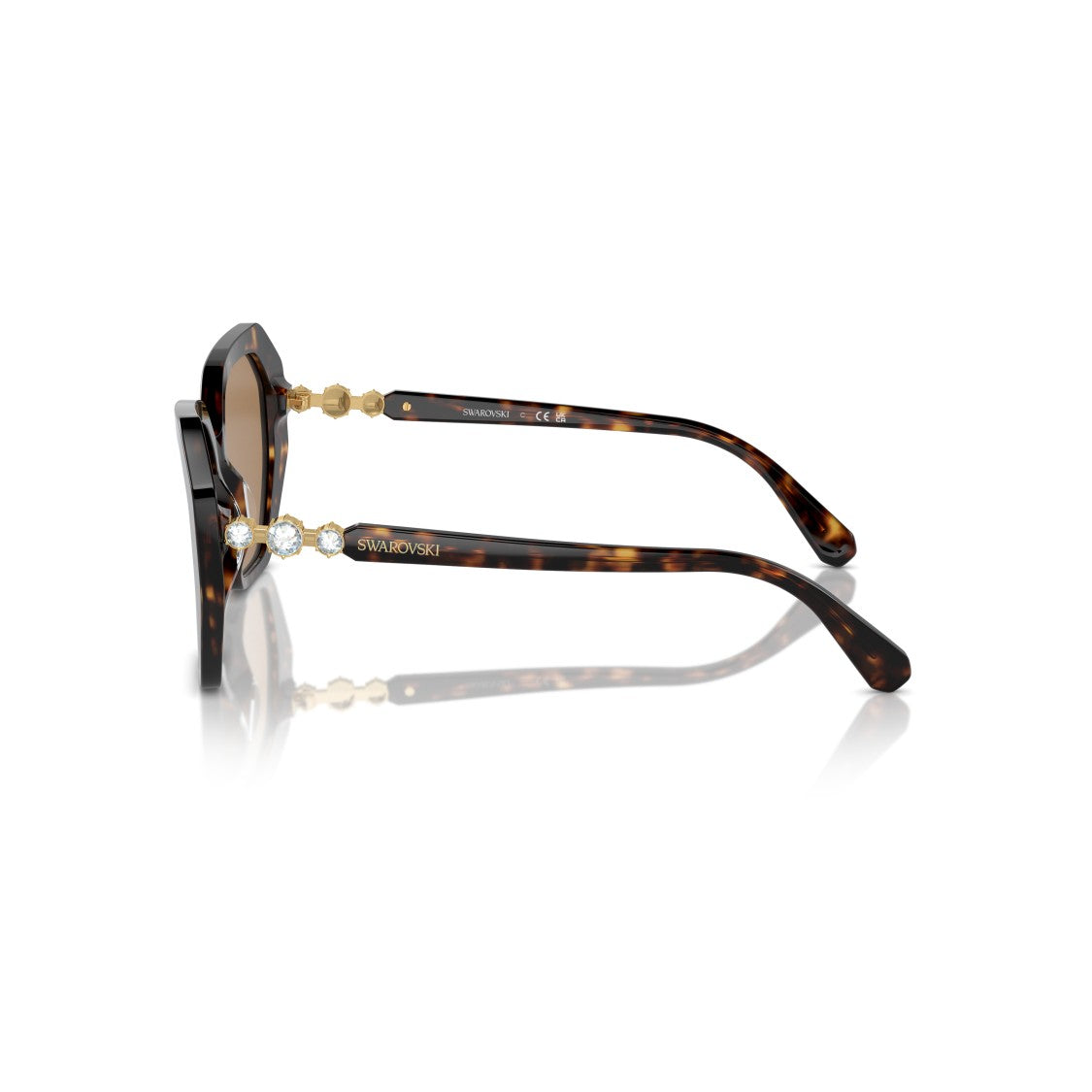 Swarovski 0Sk6017 Oversized Geometric Tortoiseshell Sunglasses With Crystal Accents
