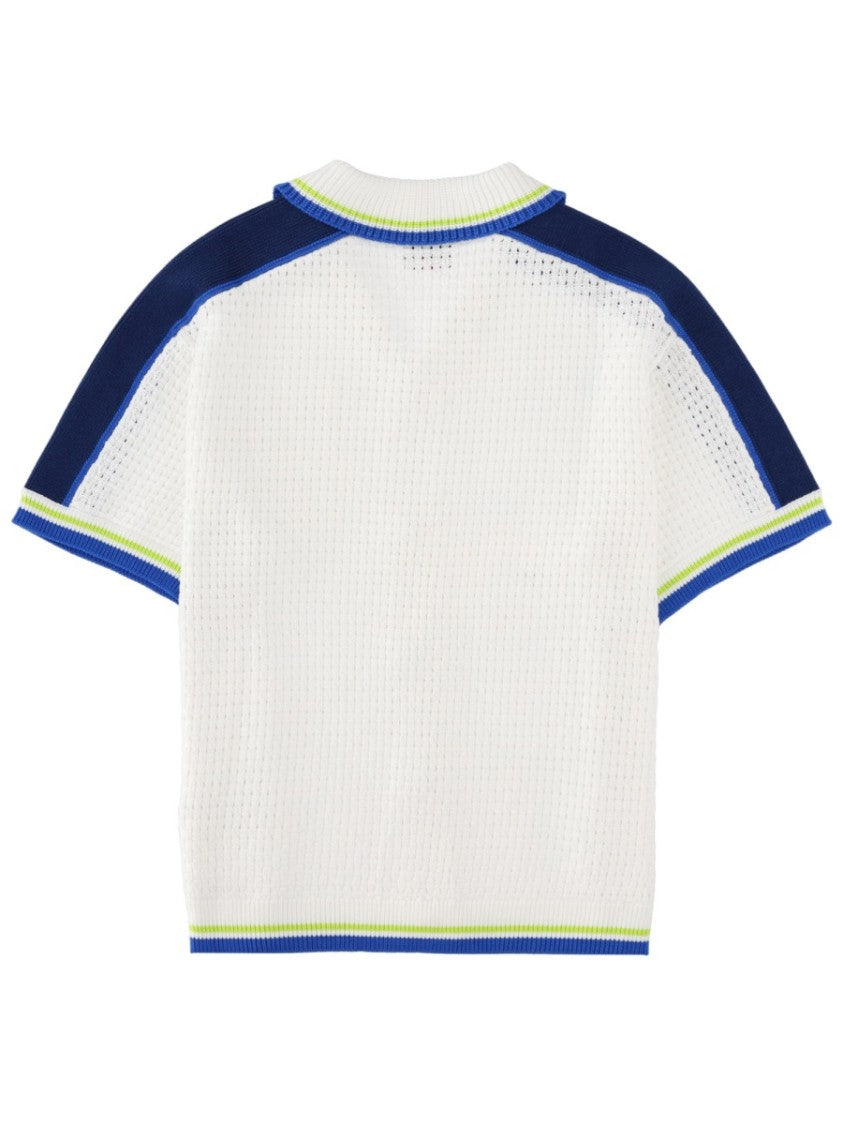 Casablanca Crochet Striped Ribbed Trim Shirt