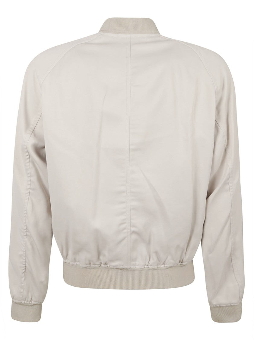 Tom Ford White Zip Closure Coat With Ribbed Cuffs