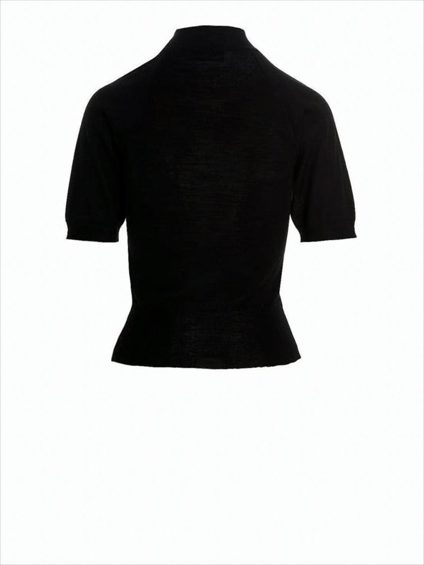 Vivienne Westwood Fitted Black Turtleneck Top In Wool-Silk Blend