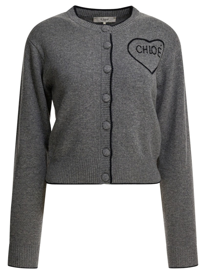 Chloé Wool And Cashmere Cardigan With Logo