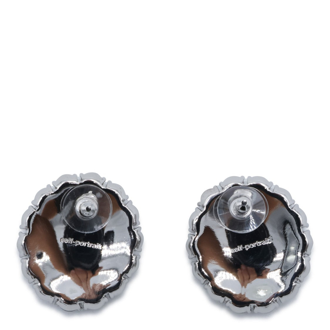 Self-Portrait Oval-Shaped Earrings With Central Pearl And Crystal Embellishments