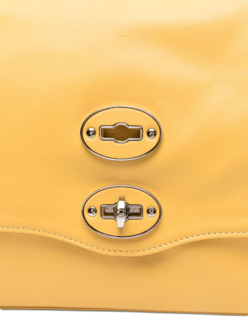 Zanellato Structured Yellow Calf Leather Postina Handbag With Detachable Strap