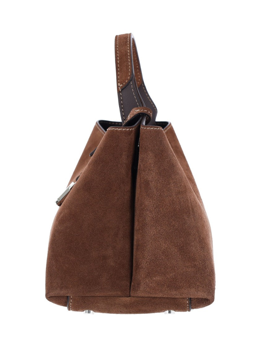 Tod's Brown Suede Top Handle Shoulder Bag