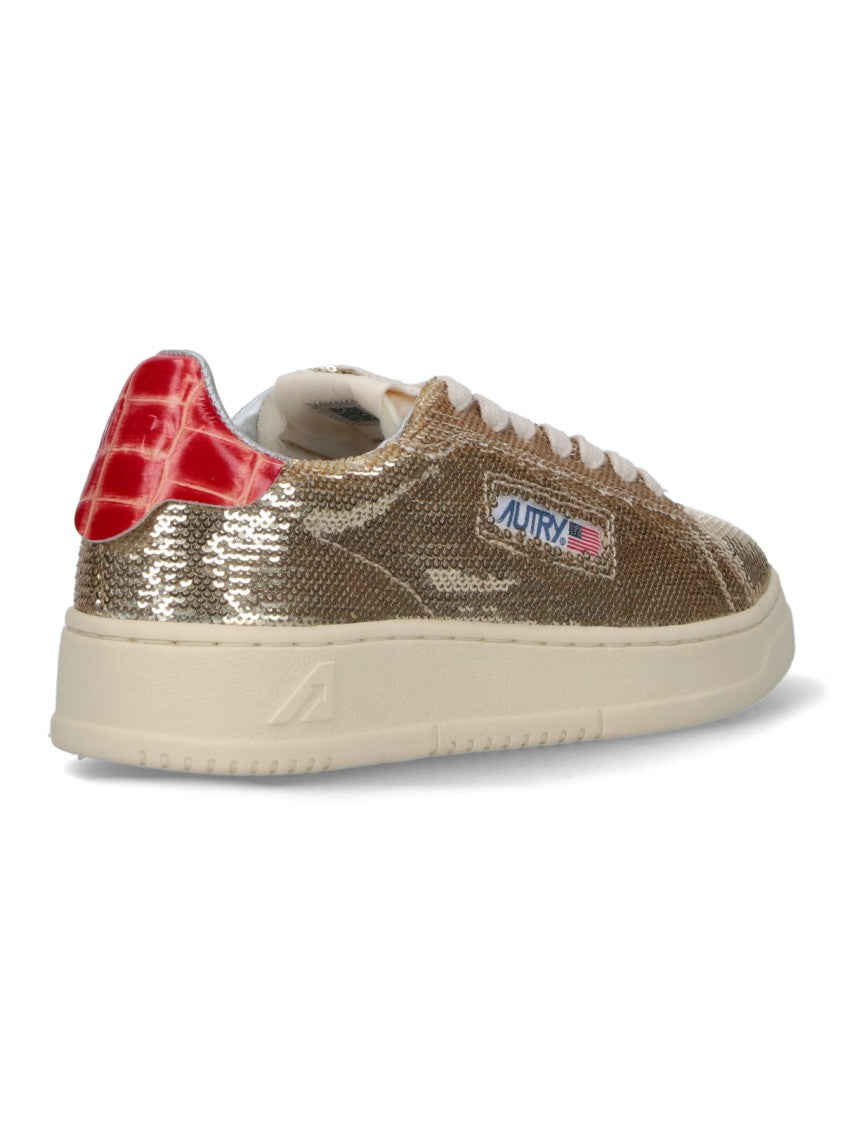 Autry Gold Fabric Low-Top Sneakers With Embossed Accents