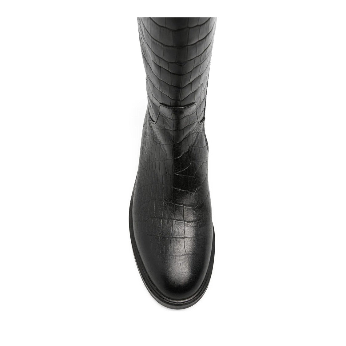 Adrianna Feretti Black Crocodile-Textured Leather Boots