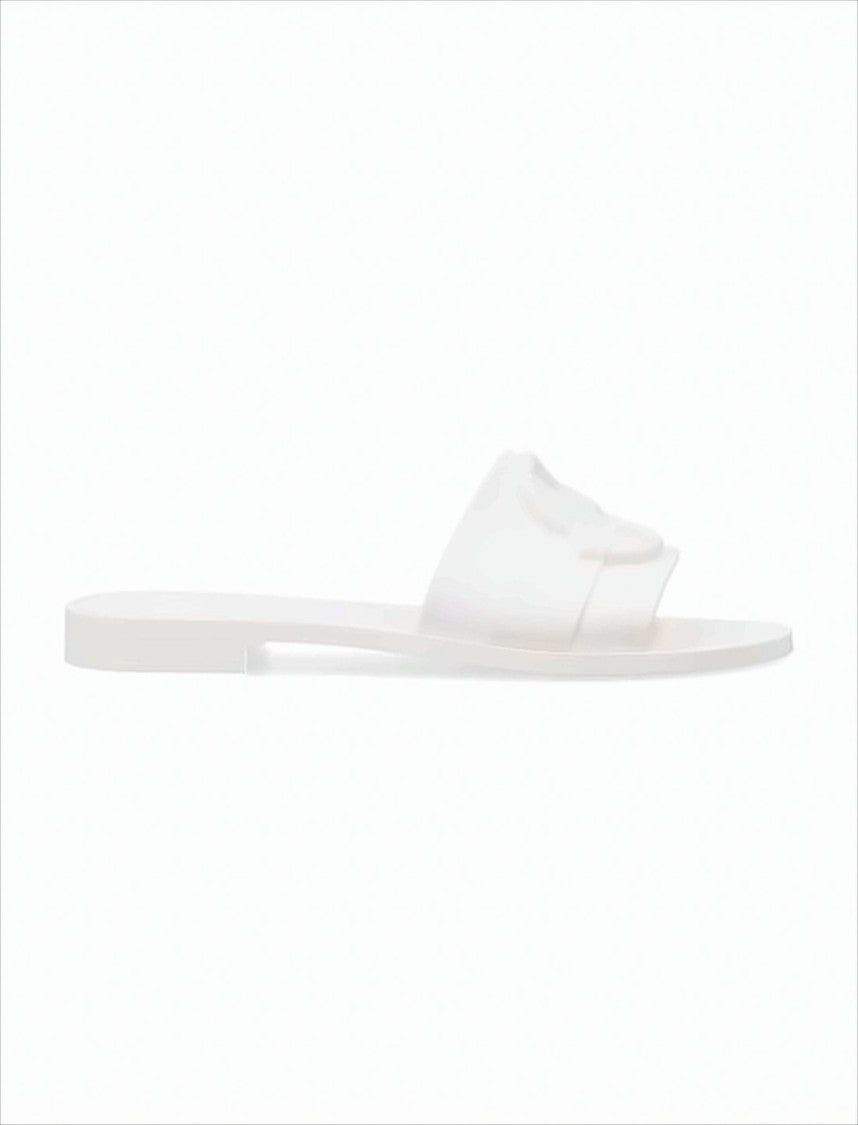 Moncler Minimalist White Rubber Slip-On Mules With Embossed Logo