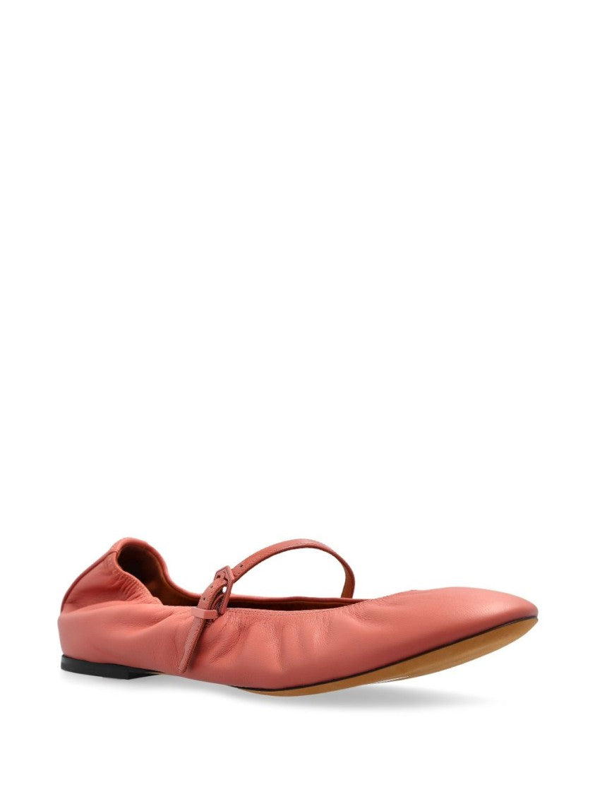 Lanvin Pink Buckle Strap Round Toe Flats