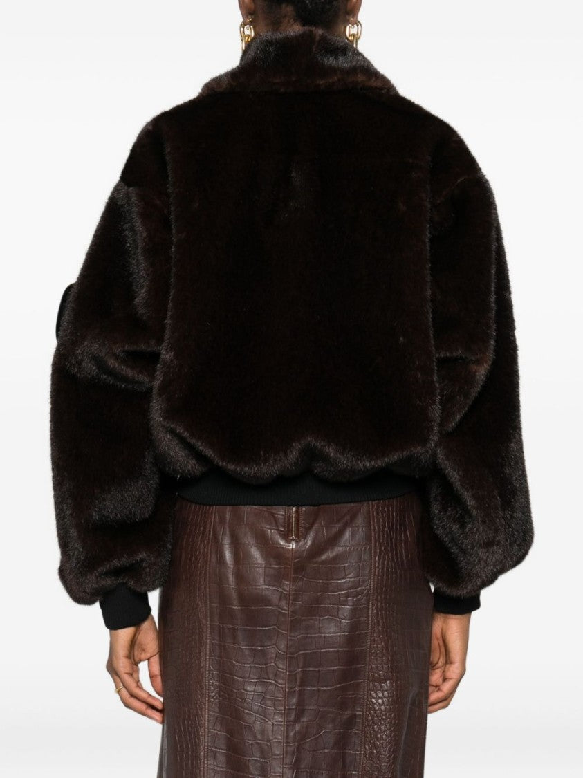 Coperni Cropped Brown Faux Fur Coat