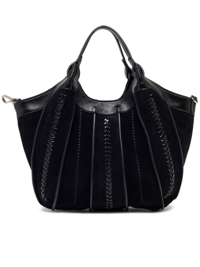 Gianni Chiarini Rounded Pleated Black Handbag With Dual Handles