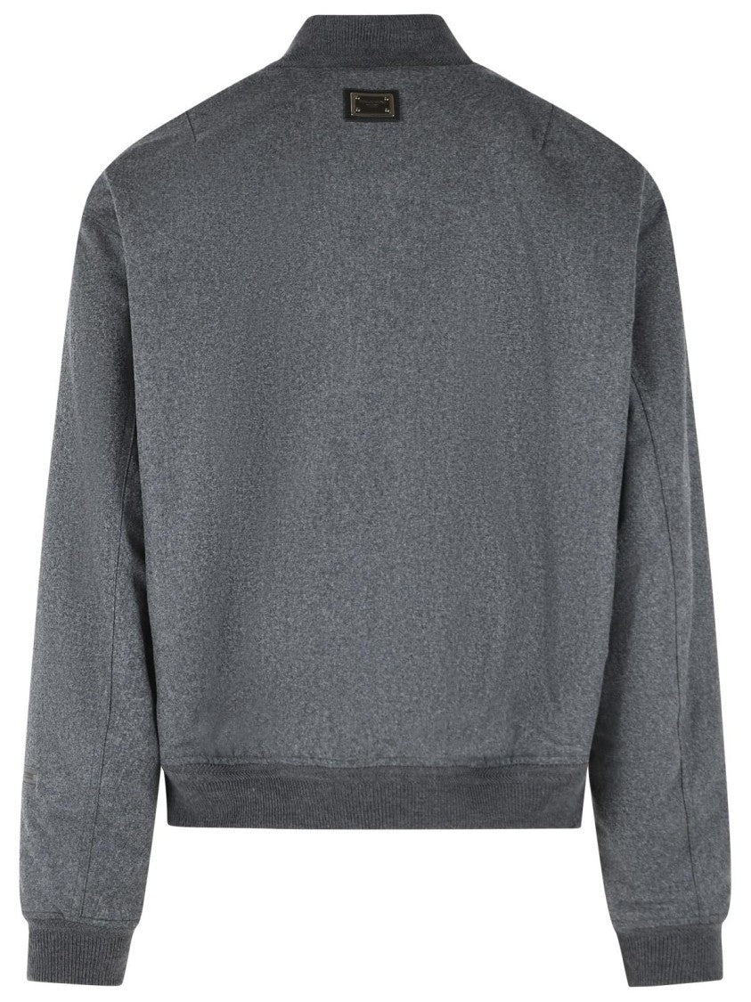 Dolce & Gabbana Grey Virgin Wool Bomber Jacket