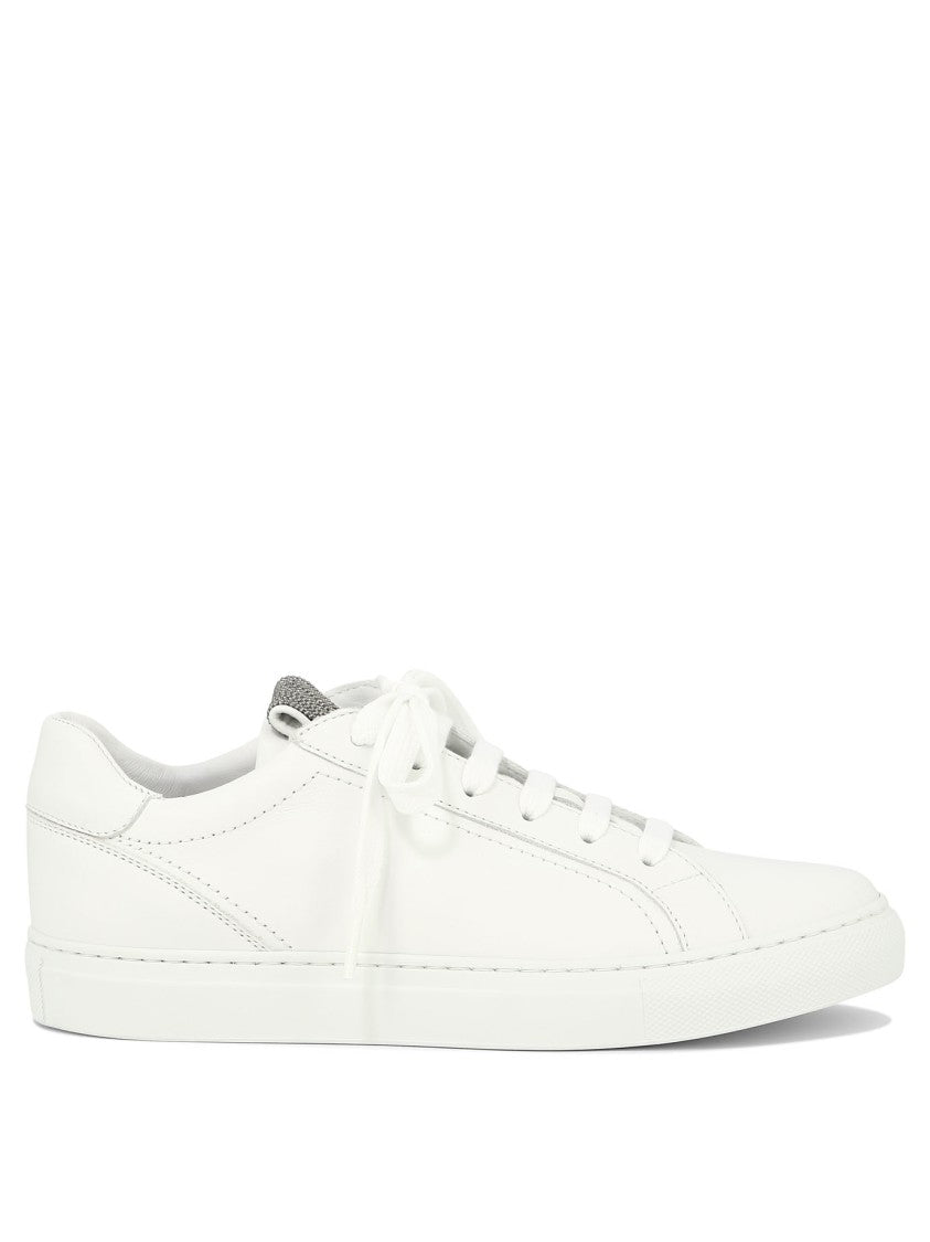 Brunello Cucinelli White Leather And Suede Sneakers