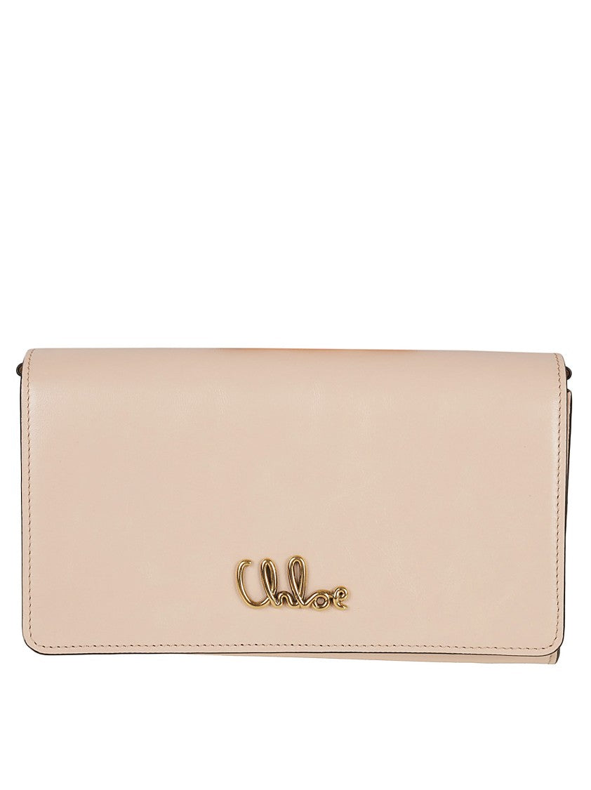 Chloé Black Leather Wallet With Gold Hardware