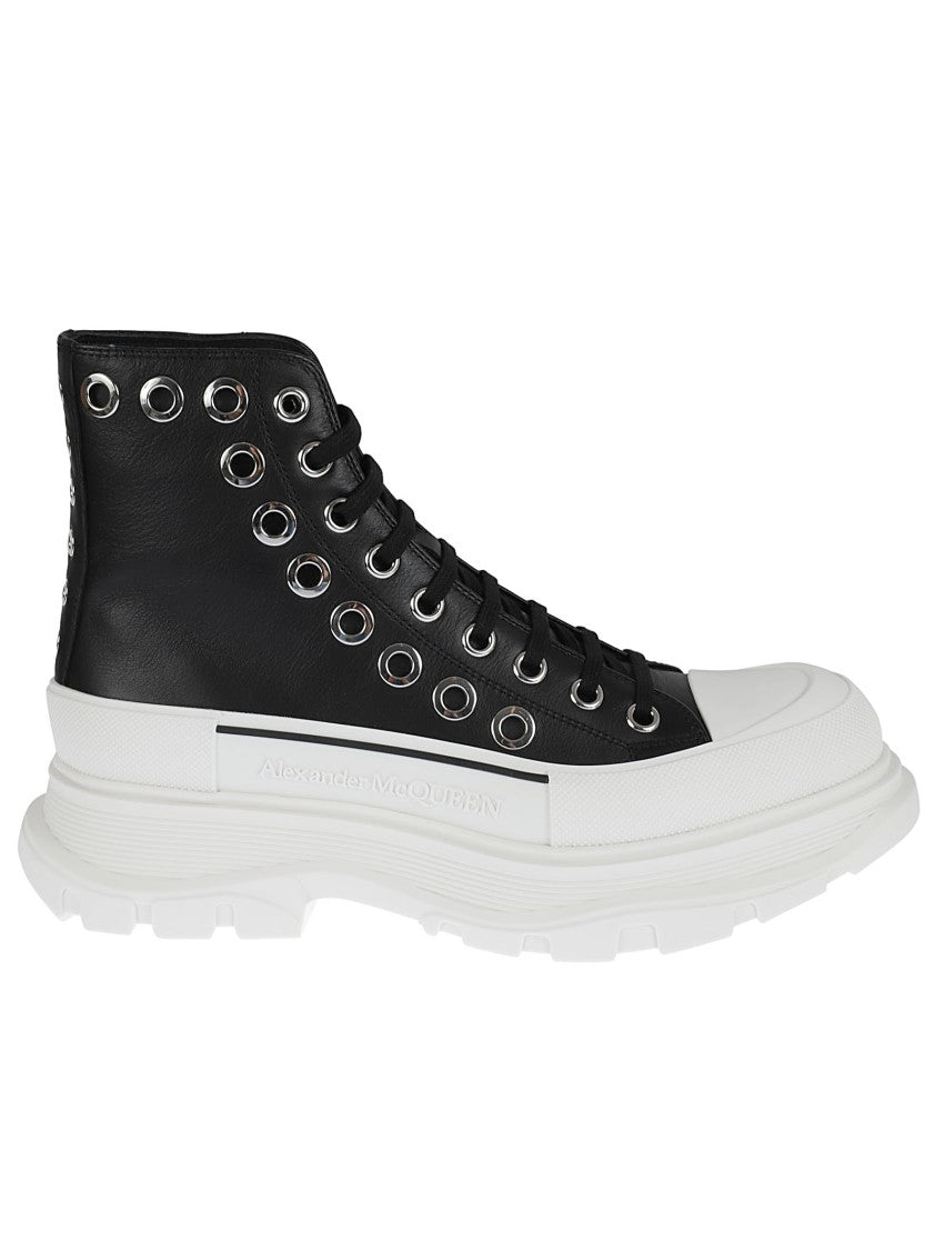 Alexander Mcqueen High-Top Sneakers With Unique Eyelet Design