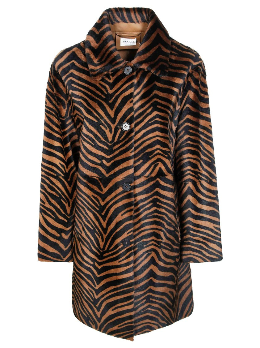 Parosh Tiger Stripe Lambskin Coat